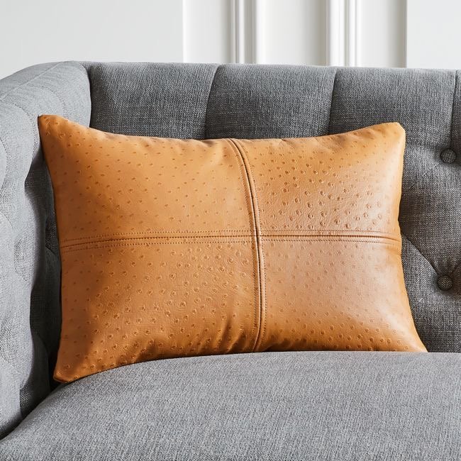 Ostrich leather bolster pillow