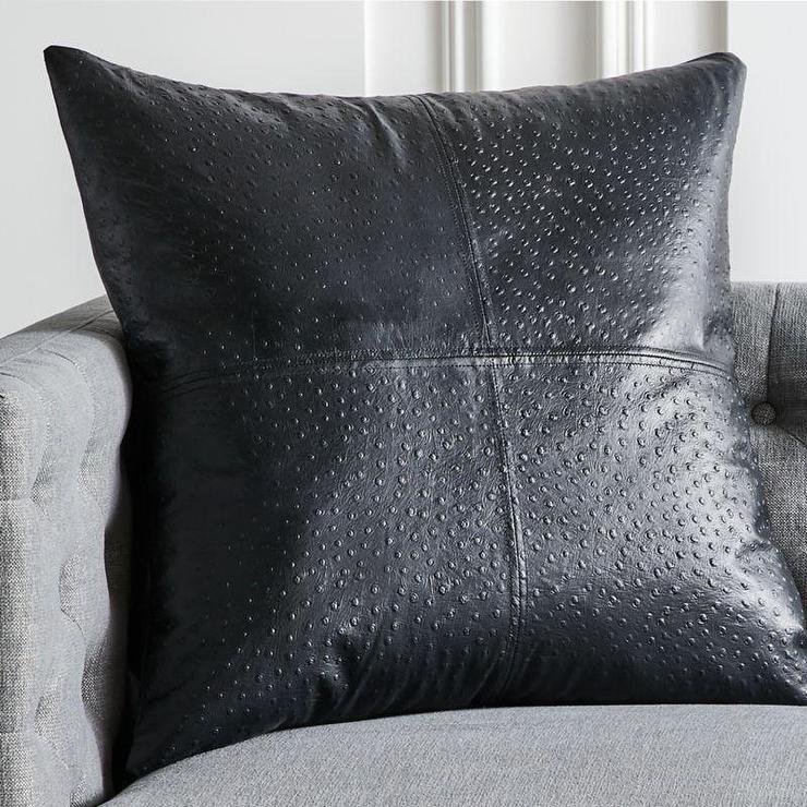 Ostrich leather throw pillow
